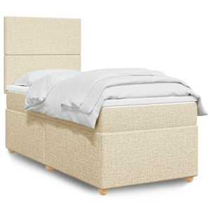 Box spring postel s matrací krémová 90x190 cm textil - obrázek 1