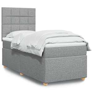 Box spring postel s matrací světle šedá 90x190 cm textil - obrázek 1
