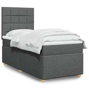 Box spring postel s matrací tmavě šedá 90x190 cm textil - obrázek 1