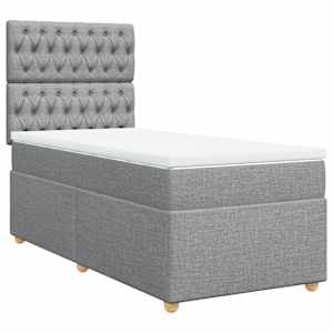 Box spring postel s matrací světle šedá 90x190 cm textil - obrázek 3