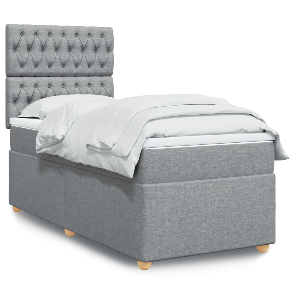 Boxspringbett mit Matratze Hellgrau 90×190 cm Stoff