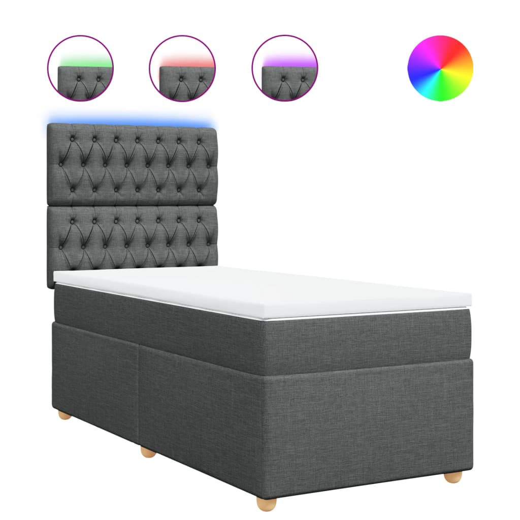 vidaXL Box spring postel s matrací tmavě šedá 90x190 cm textil