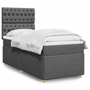 Box spring postel s matrací tmavě šedá 90x190 cm textil - obrázek 1
