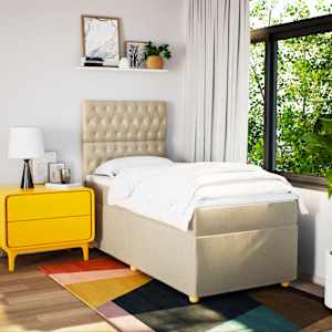 Box spring postel s matrací krémová 90x190 cm textil - obrázek 5