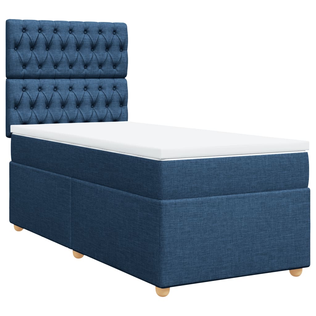 vidaXL Boxspring met matras stof blauw 90x190 cm afbeelding
