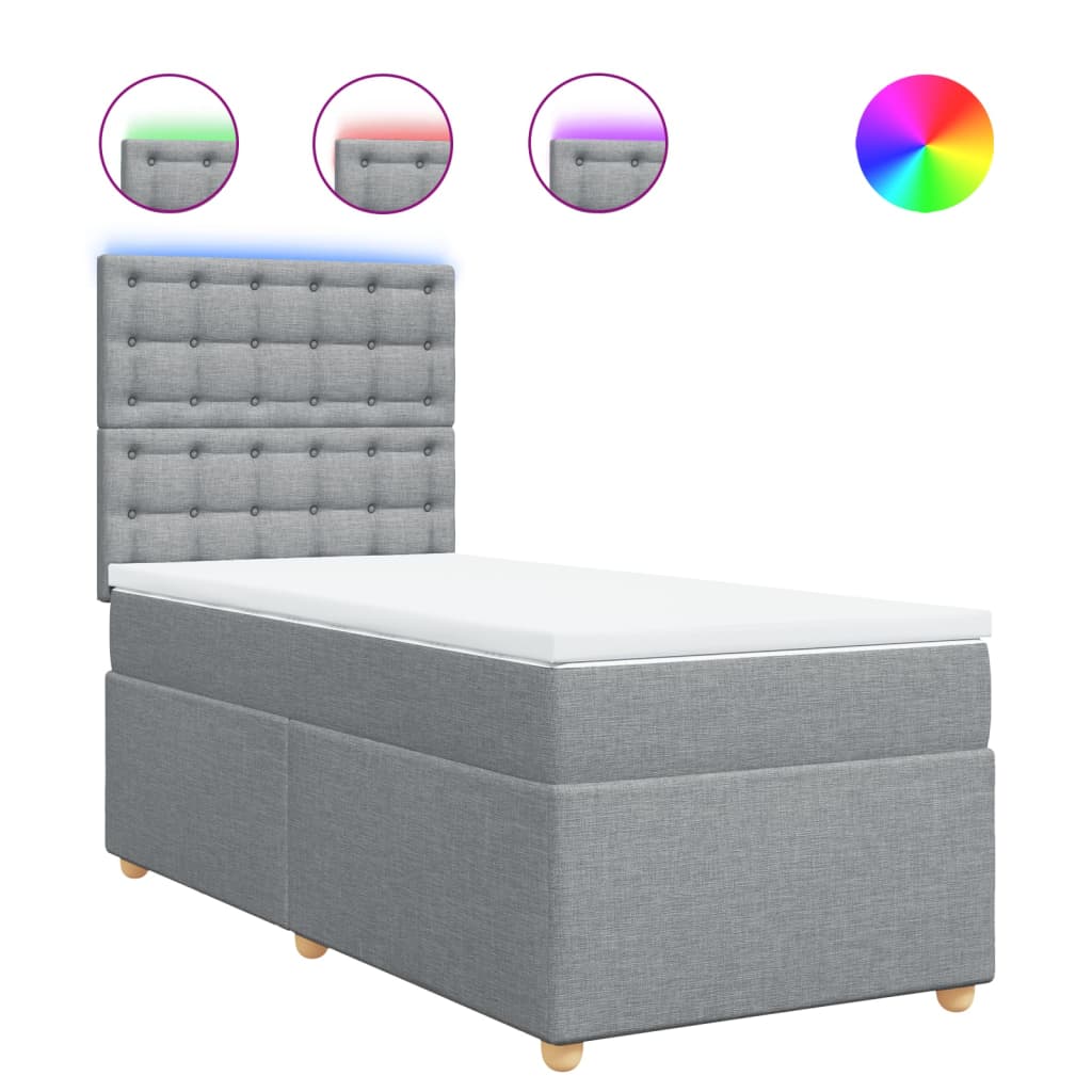 vidaXL Box spring postel s matrací světle šedá 90x190 cm textil