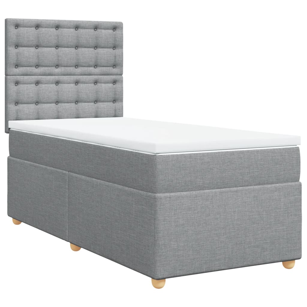vidaXL Boxspring met matras stof lichtgrijs 90x190 cm afbeelding
