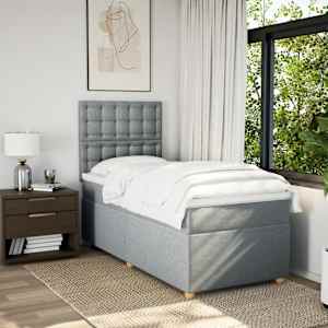 Box spring postel s matrací světle šedá 90x190 cm textil - obrázek 5