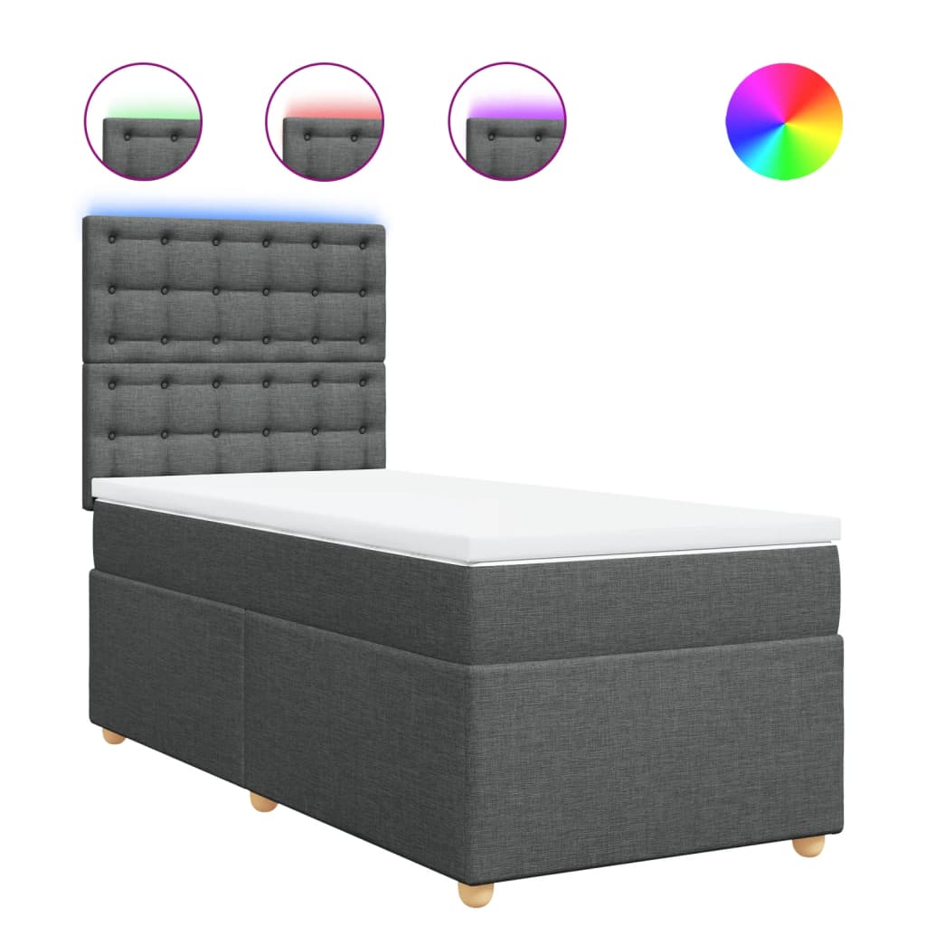 vidaXL Box spring postel s matrací tmavě šedá 90x190 cm textil