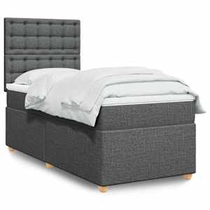 Box spring postel s matrací tmavě šedá 90x190 cm textil - obrázek 1