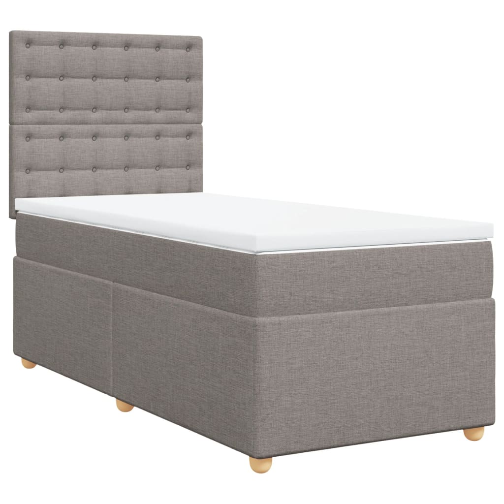 vidaXL Boxspring met matras stof taupe 90x190 cm afbeelding