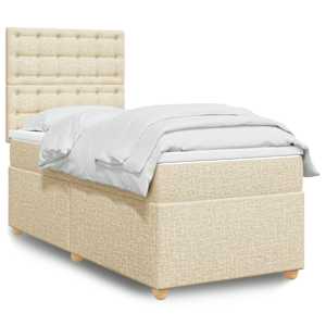 Box spring postel s matrací krémová 90x190 cm textil - obrázek 1