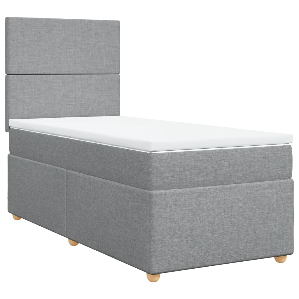 vidaXL Boxspring met matras stof lichtgrijs 90x200 cm afbeelding