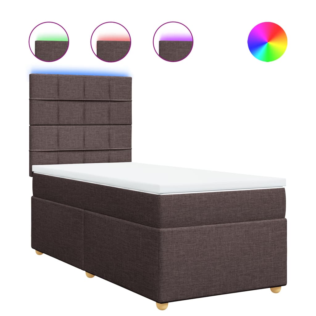 vidaXL Box spring postel s matrací tmavě hnědá 90x200 cm textil
