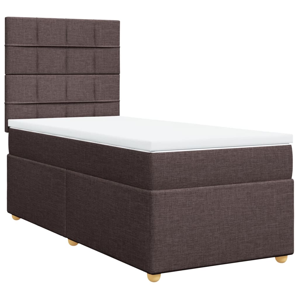 vidaXL Boxspring met matras stof donkerbruin 90x200 cm afbeelding
