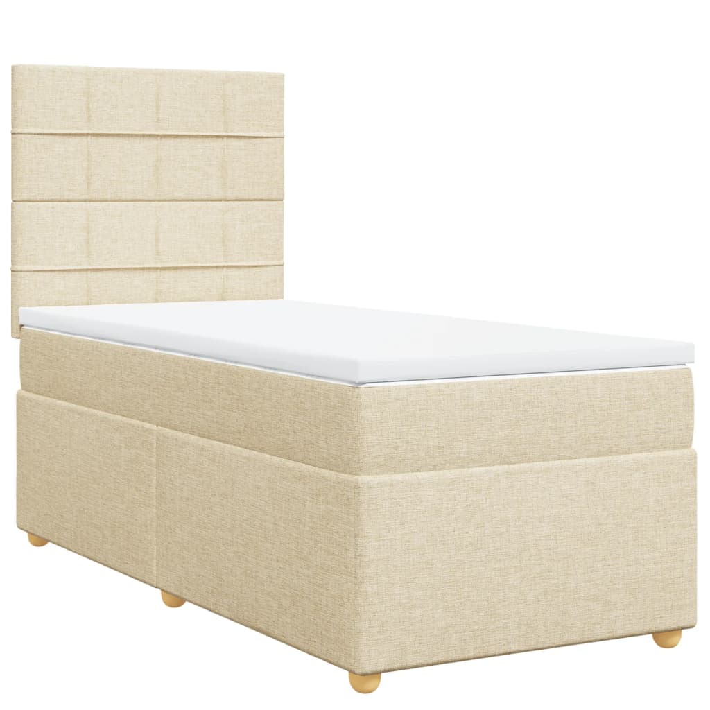 Thumbnail - vidaXL Boxspringbett mit Matratze Creme 90x200 cm Stoff