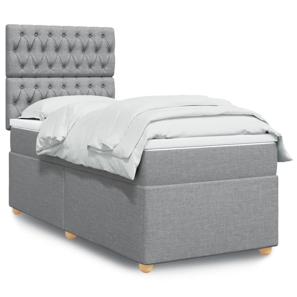 Boxspringbett mit Matratze Hellgrau 90×200 cm Stoff