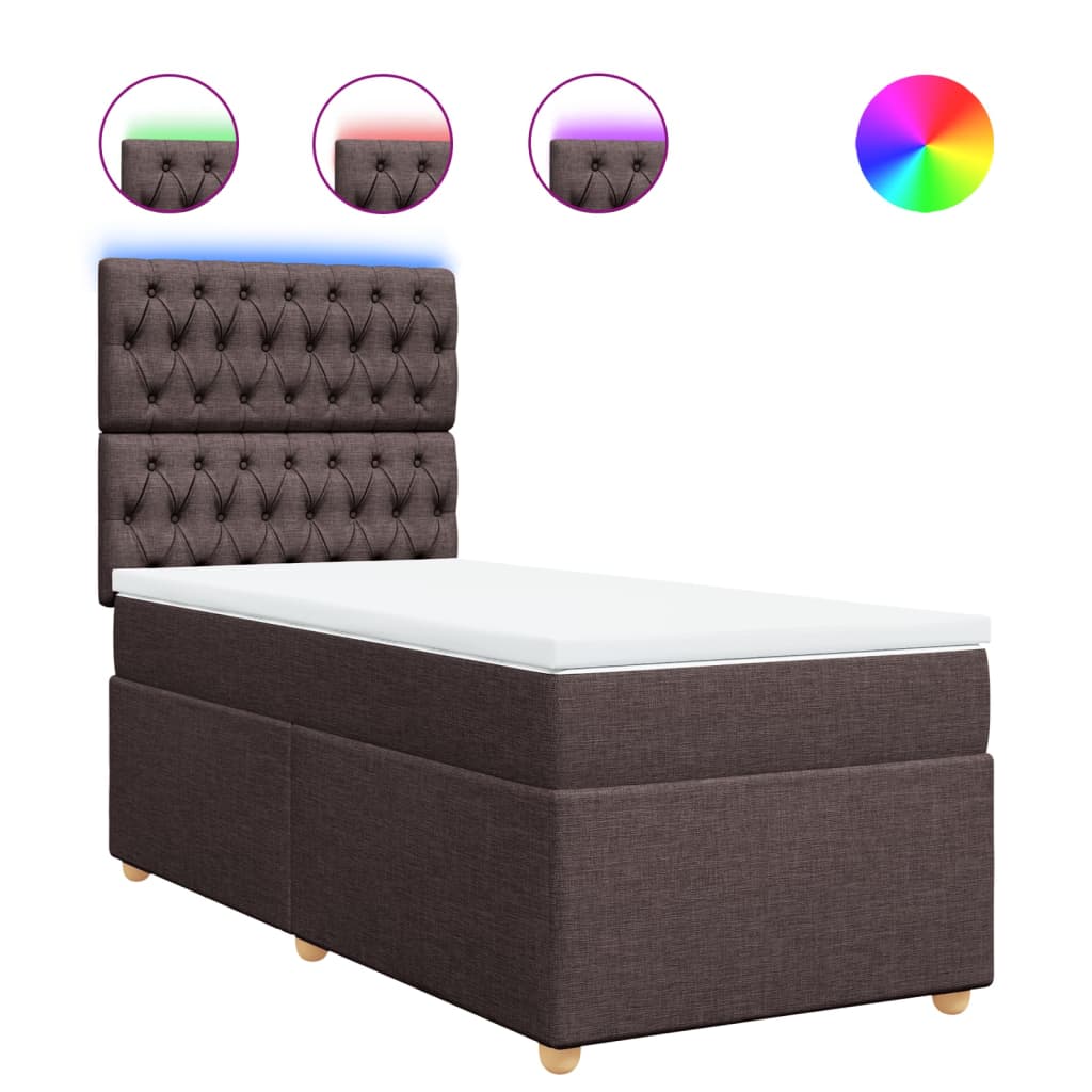 Thumbnail - vidaXL Boxspringbett mit Matratze Dunkelbraun 90x200 cm Stoff