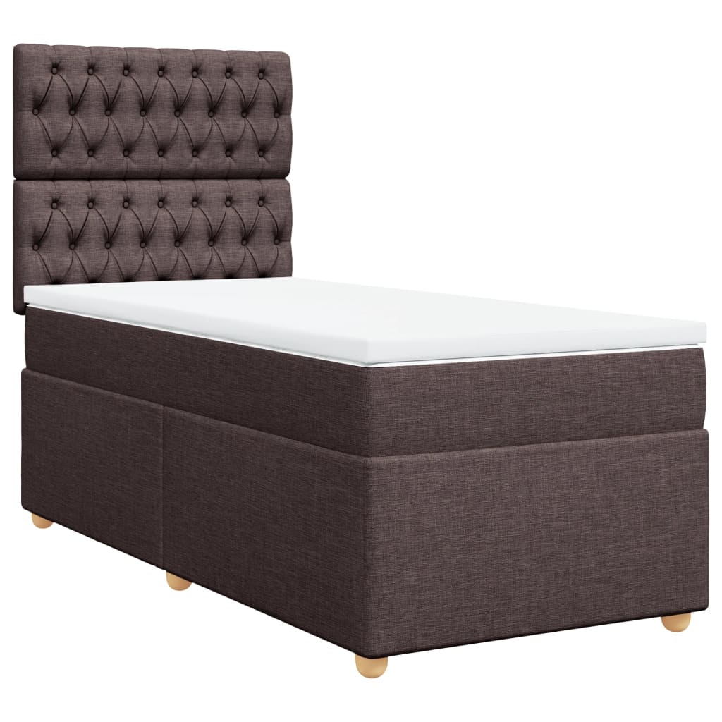 vidaXL Boxspring met matras stof donkerbruin 90x200 cm afbeelding