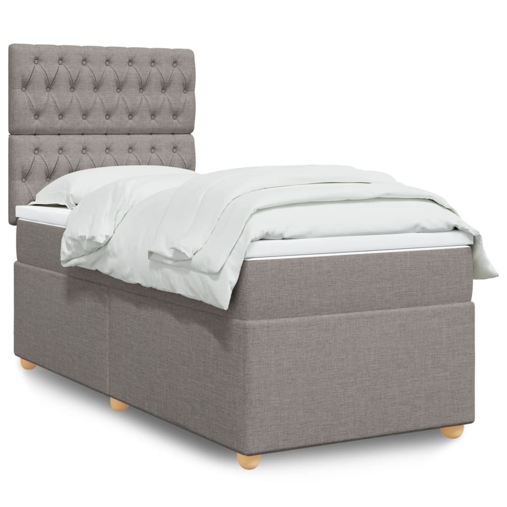 Boxspringbett mit Matratze Taupe 90×200 cm Stoff