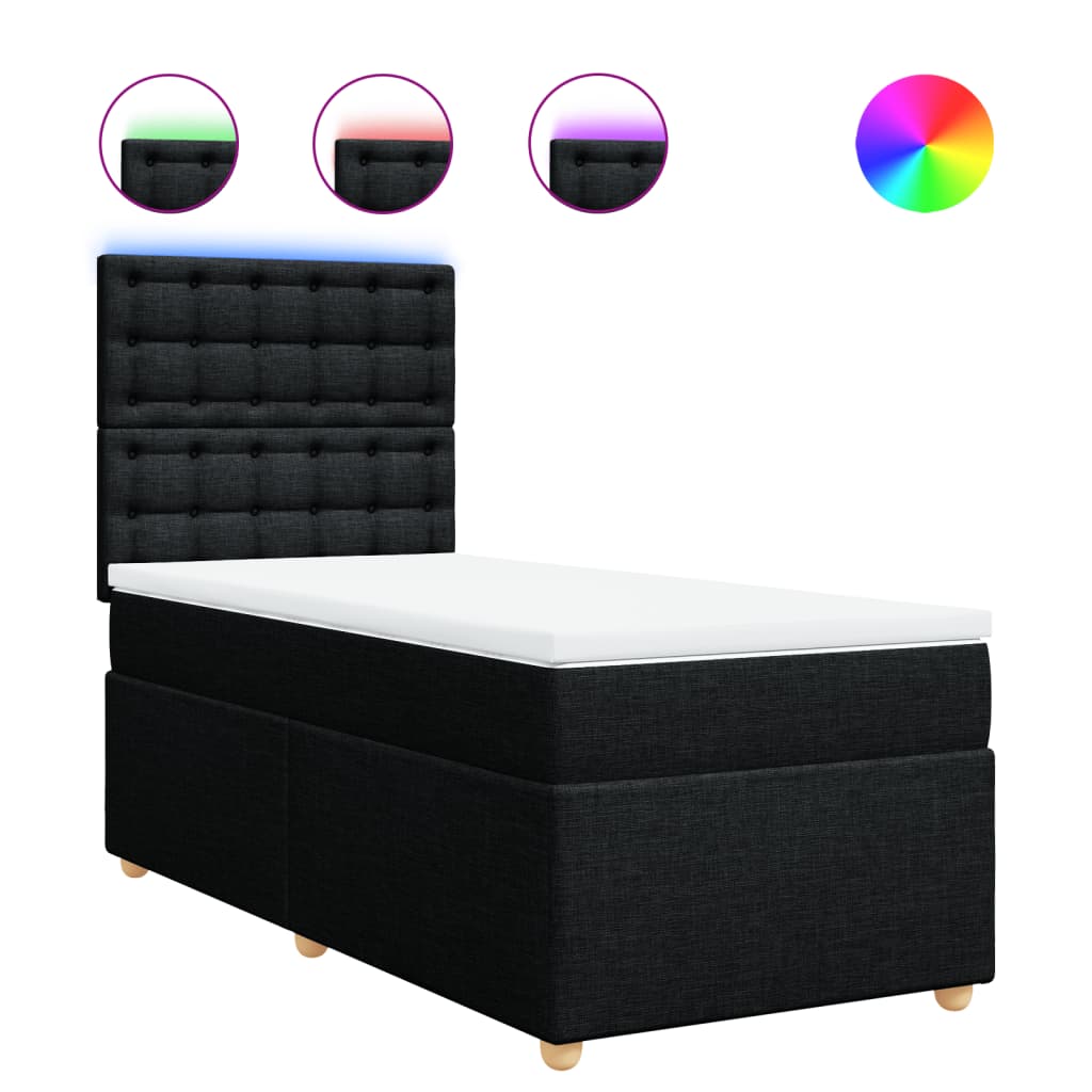 Thumbnail - vidaXL Boxspringbett mit Matratze Schwarz 90x200 cm Stoff