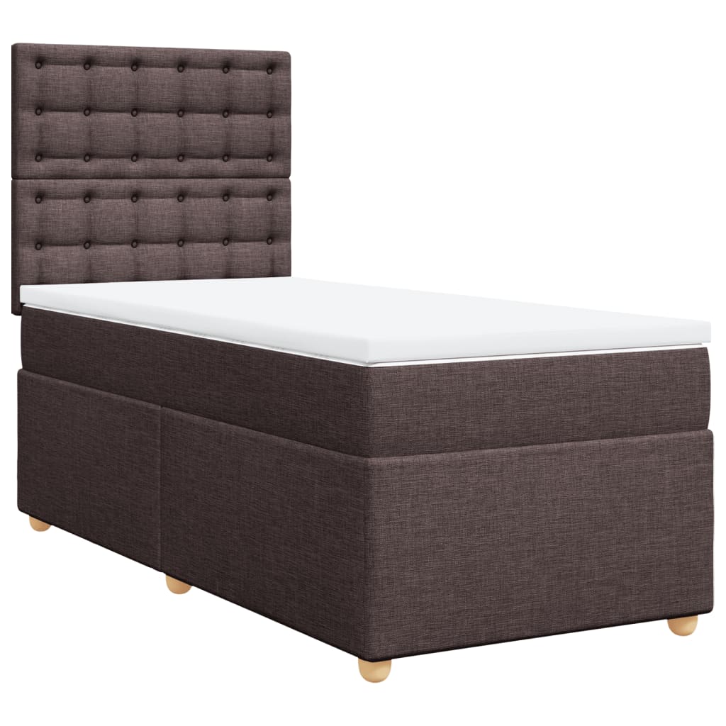 vidaXL Boxspring met matras stof donkerbruin 90x200 cm afbeelding