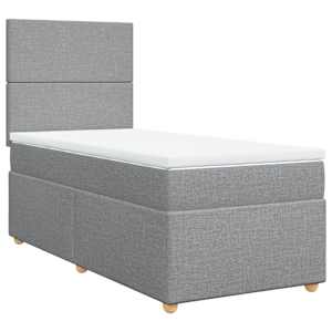 Box spring postel s matrací světle šedý 100 x 200 cm textil - obrázek 3