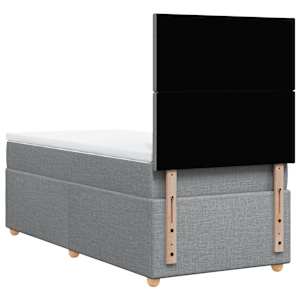 Box spring postel s matrací světle šedý 100 x 200 cm textil - obrázek 8