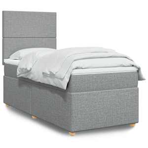 Box spring postel s matrací světle šedý 100 x 200 cm textil - obrázek 1