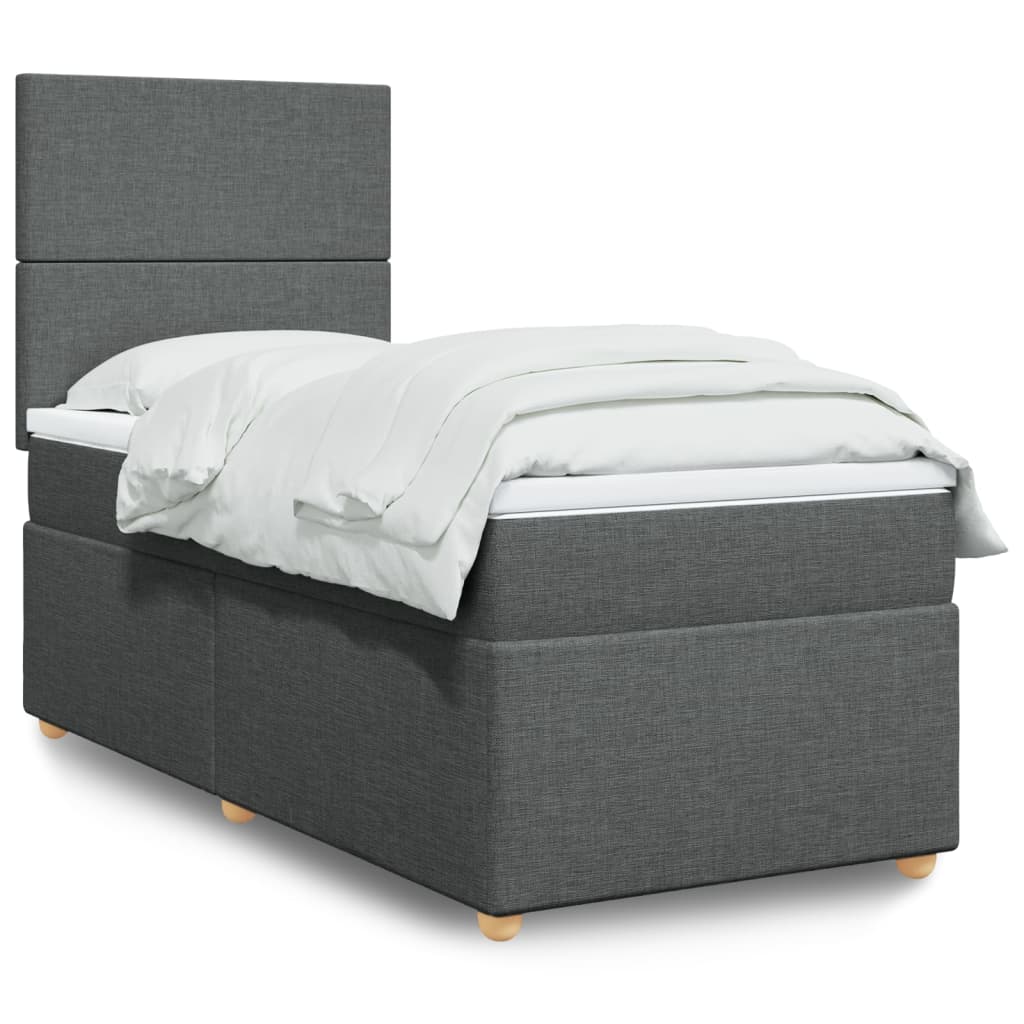 Boxspringbett mit Matratze Dunkelgrau 100×200 cm Stoff