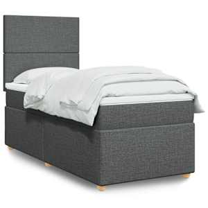 Box spring postel s matrací tmavě šedá 100 x 200 cm textil - obrázek 1