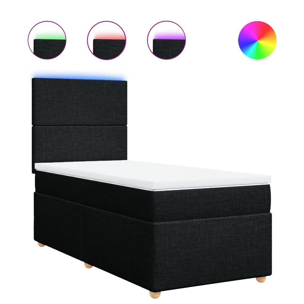 Thumbnail - vidaXL Boxspringbett mit Matratze Schwarz 100x200 cm Stoff