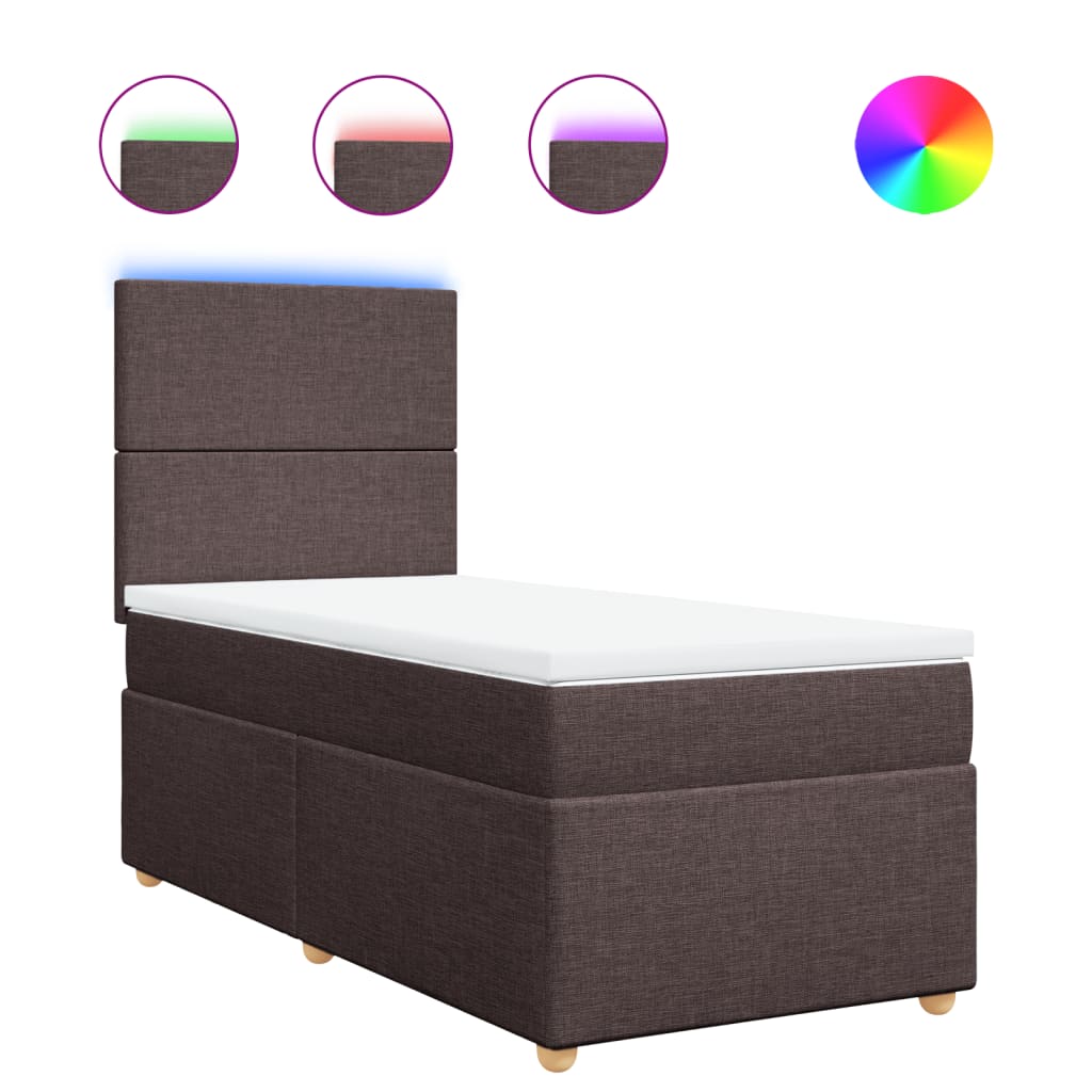 vidaXL Boxspring met matras stof donkerbruin 100x200 cm bruin, foto 3
