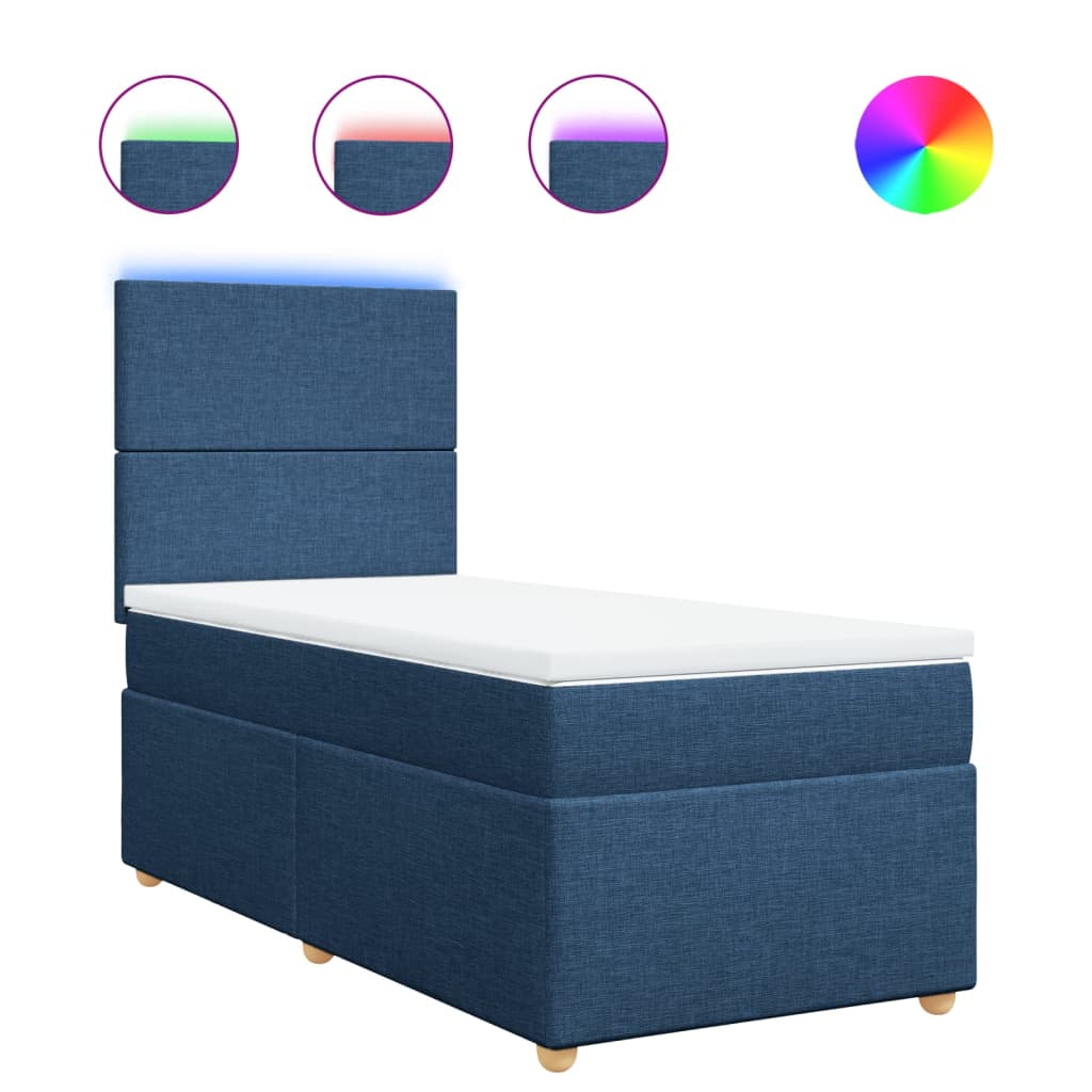 Thumbnail - vidaXL Boxspringbett mit Matratze Blau 100x200 cm Stoff