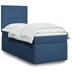 Box spring postel s matrací modrá 100 x 200 cm textil - obrázek 1