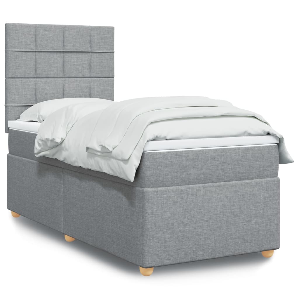 Boxspringbett mit Matratze Hellgrau 100×200 cm Stoff