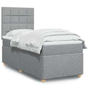 Box spring postel s matrací světle šedý 100 x 200 cm textil - obrázek 1