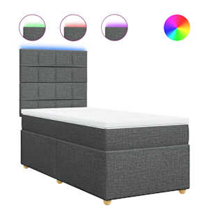 Box spring postel s matrací tmavě šedá 100 x 200 cm textil - obrázek 2