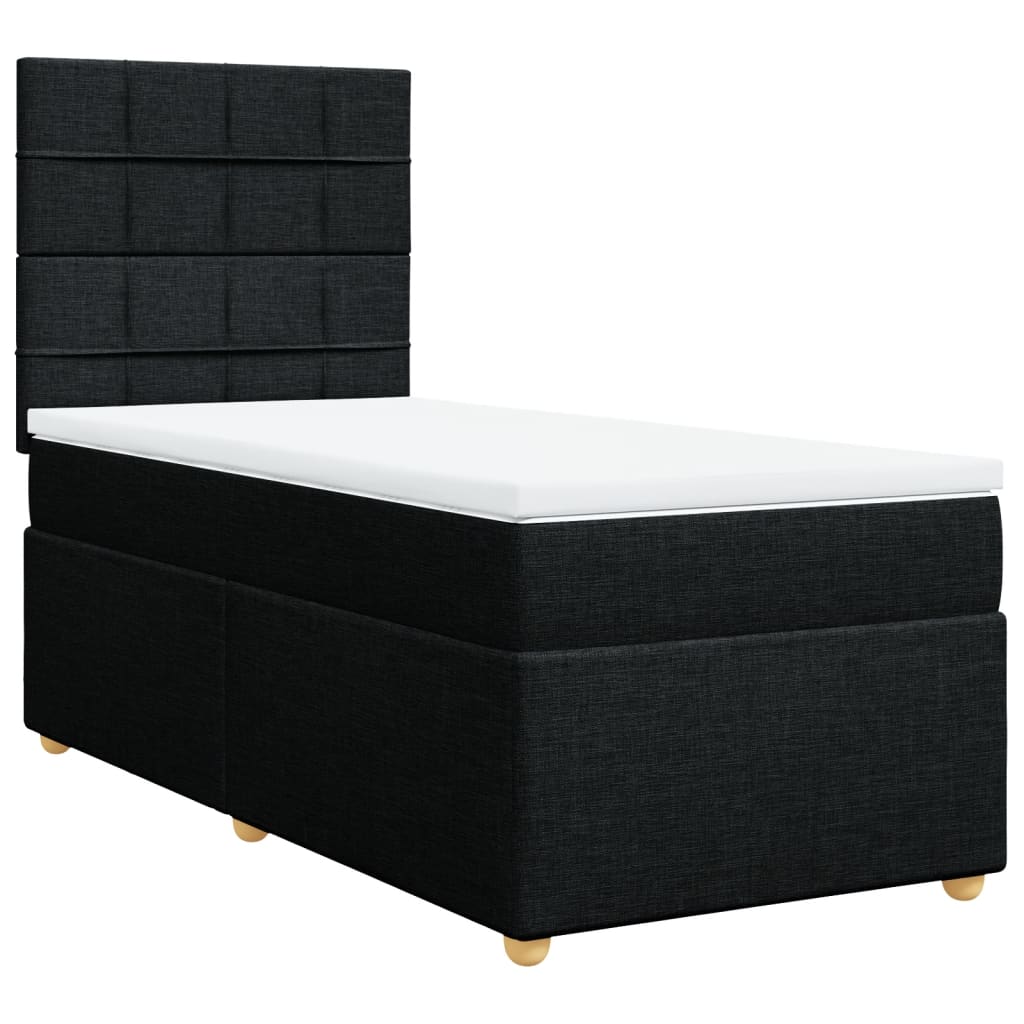vidaXL Boxspring met matras stof zwart 100x200 cm afbeelding