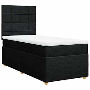 Box spring postel s matrací černá 100 x 200 cm textil - obrázek 3