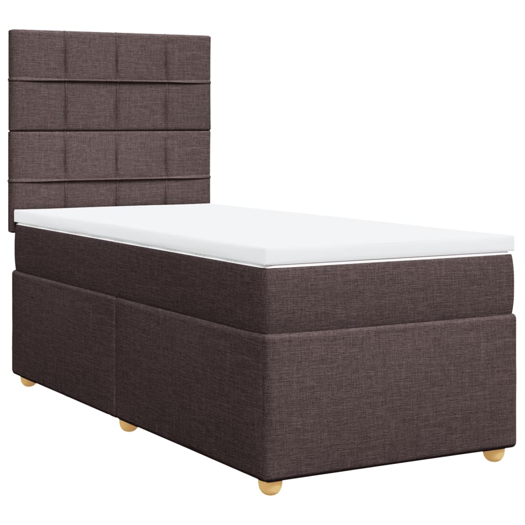 vidaXL Boxspring met matras stof donkerbruin 100x200 cm afbeelding