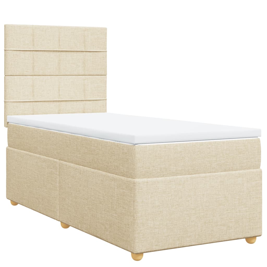 vidaXL Boxspring met matras stof crèmekleurig 100x200 cm afbeelding