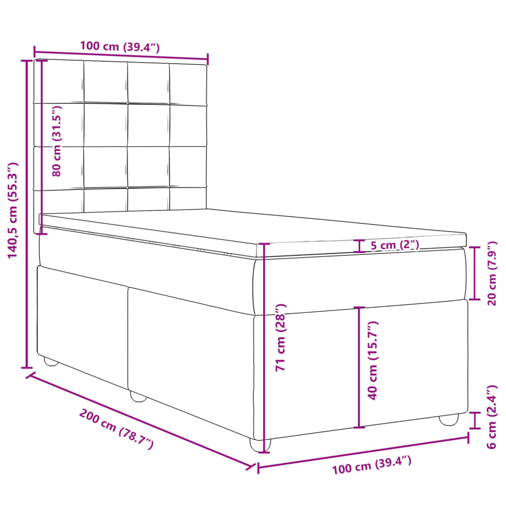 Box spring postel s matrací krémová 100 x 200 cm textil - obrázek 18