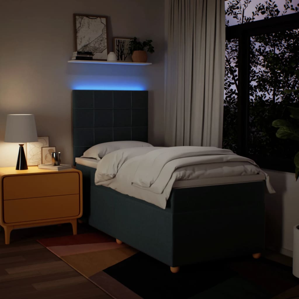 vidaXL Boxspring met matras stof blauw 100x200 cm, foto 2