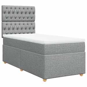 Box spring postel s matrací světle šedý 100 x 200 cm textil - obrázek 3