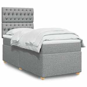 Box spring postel s matrací světle šedý 100 x 200 cm textil - obrázek 1
