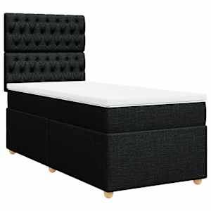 Box spring postel s matrací černá 100 x 200 cm textil - obrázek 3