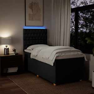 Box spring postel s matrací černá 100 x 200 cm textil - obrázek 4