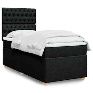 Box spring postel s matrací černá 100 x 200 cm textil - obrázek 1