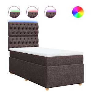 Box spring postel s matrací tmavě hnědá 100 x 200 cm textil - obrázek 2